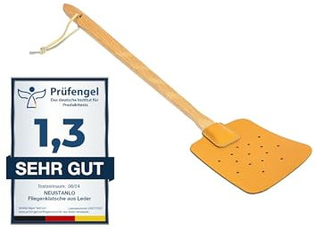 Neustanlo - Fliegenklatsche aus Leder Standard Ausführung - extra stark - mit Holzstiel und Lederband 47,5 cm