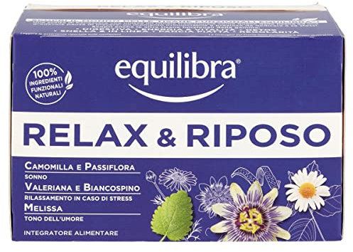 equilibra Integratori Alimentari Tisane, Tisana Relax e Riposo, 100% Ingredienti Funzionali per Favorire il Sonno, con Camomilla, Passiflora e Valeriana, Materiali 100% Riciclabili, 15 Filtri
