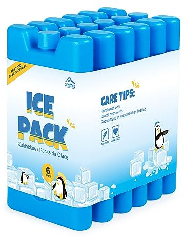 Anstore Ice Blocks, 6 Pack Reusable Ice Cooler Blocks Ice Pack for Cool Bag Cool Box Ice Box - Size 16 x 9 x 2 cm