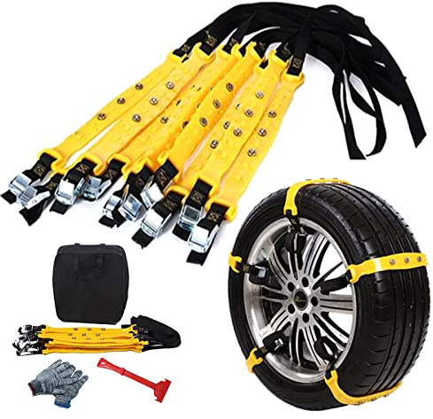 10 Pcs Snow Tire Chains for Car, Adjustable Snow Cable Chains Universal Fit for Most Car/Jeep/Truck/SUV, Width 185-295mm/7.2-11.6 inches