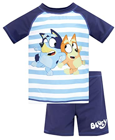Bluey Traje de baño niños I Traje de baño para niños de 2 Piezas I Conjunto de natación para la Playa y la Piscina Azul 5-6 años