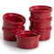 FUN ELEMENTS FE Ceramic Ramekins, Souffle Dishes, Lace Embossed Creme Brulee Dishes, 240 ml for Soufflé, Cupcakes and Pudding, Set of 6, Red