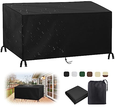 MAIFENGL Fundas para Muebles de Jardín, Impermeable Anti-UV Cubierta Mesa Exterior 420D Oxford Rectangular Funda Protección para Muebles-Black||140x90x75cm/55x35x30in