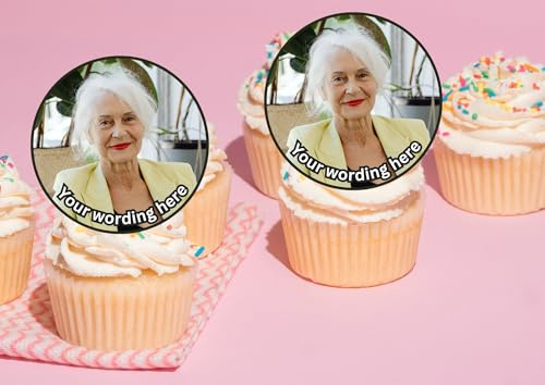 edible 20 x 5cm YOUR OWN PHOTO Personalised cupcake toppers UNCUT.