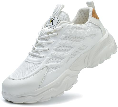 PENXZT Chaussures de Sécurité Hommes Femmes Chaussures de Travail Embout de Protection en Acier Légere Respirant Baskets Securite,Blanc,39 EU