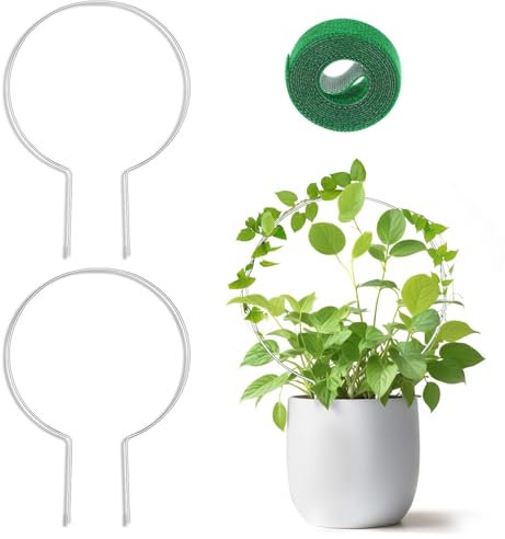 Supports ronds pour plantes d'intérieur ZEYIYER - Lot de 2 - Métal Nylon Fer - Blanc - Ronde