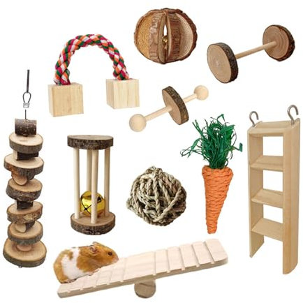 ZBIianxer Set Mit 10 Hamster Kleintier Kauspielzeugen Für Vögel Kauspielzeug Schaukelleiter Block Cluster Zum Kauen Zähneknirschen