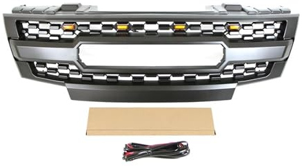 Grille Calandre Avant pour Nissan pour Frontier/Navara D40 2009-2016 Gril Pare-Chocs Avant Accessoires De Modification Décoration Gril De Course Calandre Avant(with LED Lights)