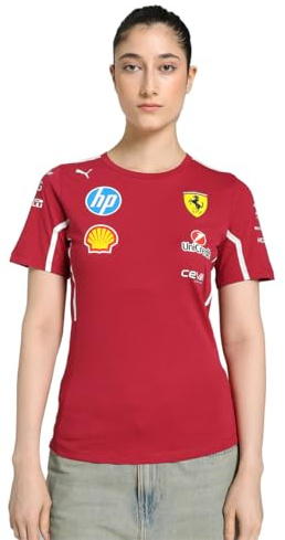 PUMA Women's Scuderia Ferrari 2025 Replica Team Tee, Dark Cherry, L
