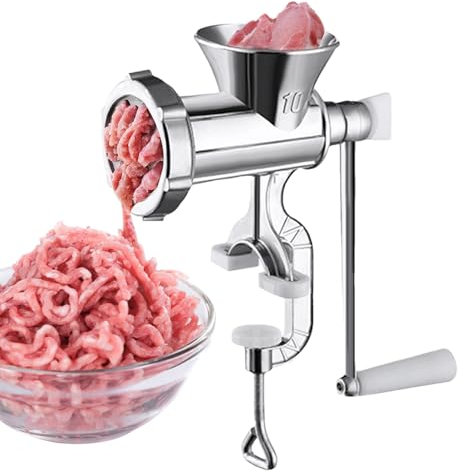 Picadora de carne manual para embutidos, picadora de carne de acero inoxidable | Picadora de carne montada en mesa con manivela, picadora de carne multifunción fácil de usar