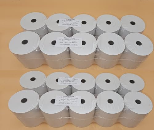 20 Thermorollen 80mm x 80m x 12mm Bonrollen Kassenrollen Waagerollen für Registrierkassen, BPA-frei inkl. roter Endwarnstreifen (20)
