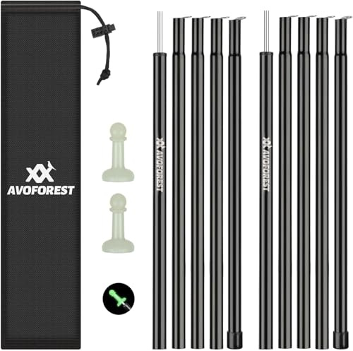Tent Poles for Tarp, AVOFOREST Camping Tent Tarps Poles Adjustable Camping Accessories 190cm Heavy Duty Poles Thicker Tent Pole with a Diameter of 16mm for Backpacking Hiking Awning