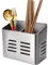 Frovale Küchenutensilienhalter aus 430 Edelstahl, KochlöFfelhalter Mit Abtropffunktion, Utensilienhalter Küche mit 2 Fächern für Essstäbchen | Maße 17 x 13 x 9 cm（Silber）