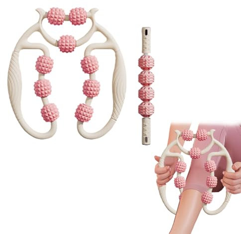 WRQIOO 2 Pezzi Rullo Massaggio Cellulite, Rullo Massaggio Gambe, Rullo Massaggio Cellulite, 9 Ruote + 4 Ruote, Rullo Cellulite Gambe per Collo Spalla Gambe e Braccia