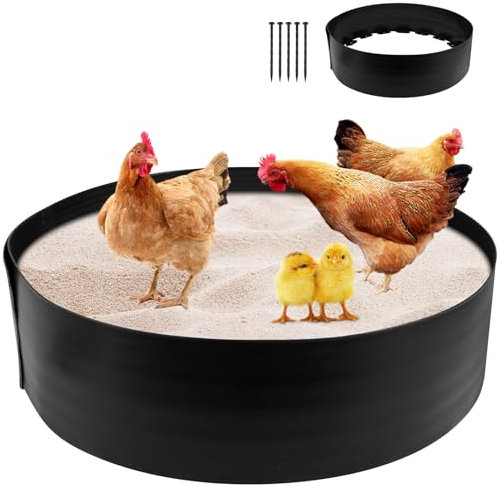 Staubbad für Hühner Durchmesser 65cm Legenest für Hühner Einstellbares Hühnerstaubbad Bodenlose Hühnerstaubbadwanne Hühnerstaubbadbehälter Zubehör Stall