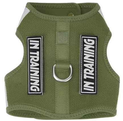 Sunraymascota Arnés para cachorro para perros pequeños, tamaño ajustable, chaleco suave transpirable con tiras reflectantes + 2 parches de (verde niebla, XXS)