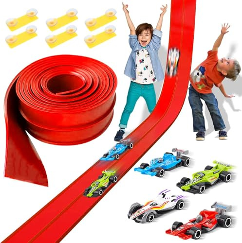 Circuit de Voitures Flexible pour Enfants – Piste de Course de 3,9 m avec 4 Voitures de Course F1, Jouet Créatif et Éducatif, Rampe de Voiture pour Intérieur et Extérieur
