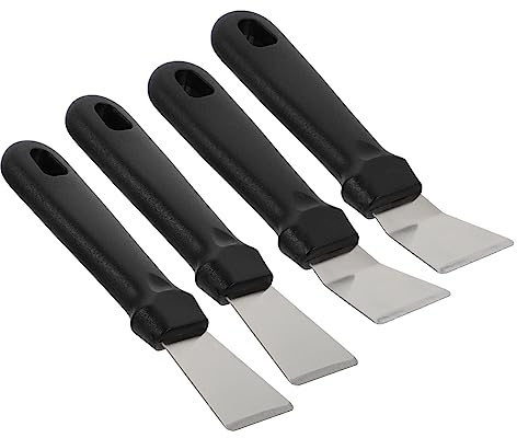 WEKADRIN 4 Piezas Inoxidable para Descongelar y Limpiar Hielo Nevera y Campana Mango Ergonómico Incluye Rectas y para Eliminación Precisa de y Adhesivos