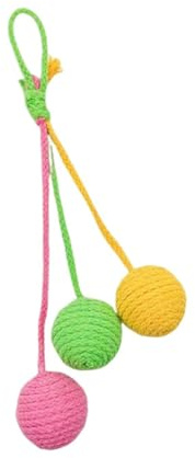 FashionCha Pallina in Sisal per Gatti Gioco per Animali Palla da Appendere E Tiragraffi Sferico Fatto a Mano per Sviluppare L'Intelligenza Adatto per Gioco Inter, Rosa Giallo Verde