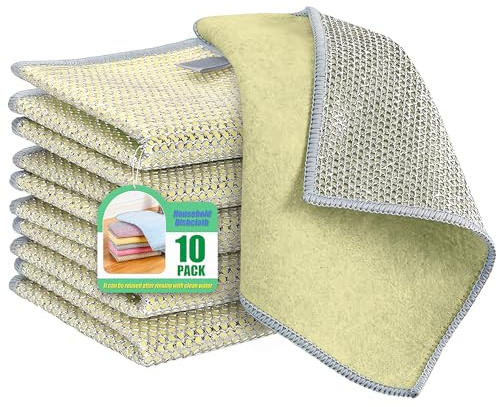 10 Pezzi Strofinacci Multiuso in Filo Metallico Due Strati 23 x 18cm Riutilizzabili Canovaccio in Filo Metallico Antigraffio Assorbenti Microfibra Panno per Lavastoviglie Panni per Pulizia da Cucina