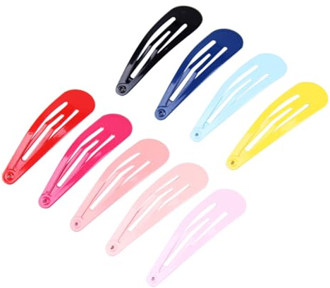 TOYZFRIENDY 100pcs Metal Hair Snap Clips for Candy-colored Waterdrop-shaped Barrettes Glossy Lacquer Coated Hair Accessories Multi-color Match Outfits