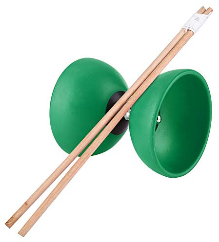 Trippellager Diabolo Set Kinesisk Yoyo Professionell Färgglada Diabolo Sticks Rolig träningsleksak för nybörjare och medelspelare ABS-material Röd Grön Gul Valfri 14,5 cm (Grön)