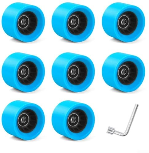 Set di 8 ruote per pattini a rotelle in poliuretano con cuscinetti, dimensioni 58 x 39 mm e 58 x 32 mm, design antiscivolo ad alta elasticità, per pattini e skateboard a doppia fila, per uso interno