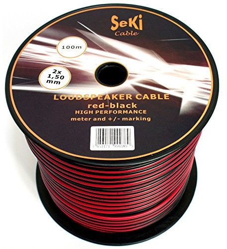 Cavo per altoparlante, 2 x 1,50 mm2, 100 m, rosso/nero, CCA