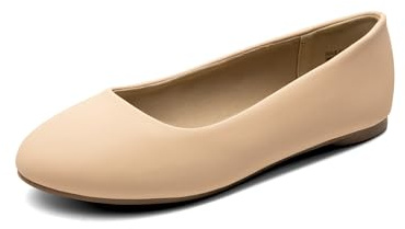 DREAM PAIRS Women's Sole-Simple Ballet Flat,Ladies' Ballerina Walking Flats Shoes for Comfort and Fashion Style,Size 6.5,Nude/Nubuck,Sole-Simple