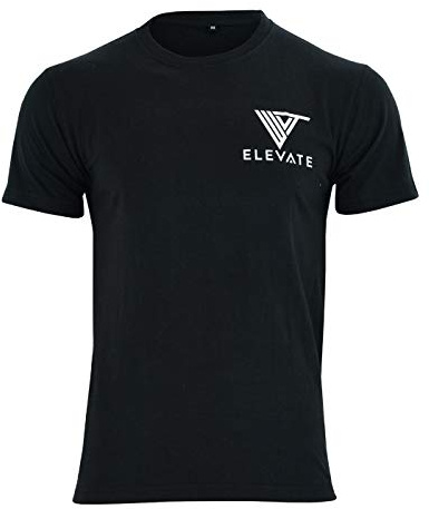 Elevate Apparel Muscle Fit Full Logo Gym T Shirt for Weight Lifting Fitness Running Training Performance Workouts Slim Functional Breathable Sportswear Top Mens (XL) Black