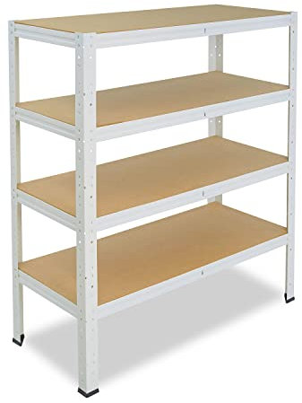 shelfplaza® 115x70x45cm HOME Schwerlastregal weiß/Metallregal mit 4 Böden/Kellerregal Metall, Garagenregal, Werkstattregal oder Regal Lagerregal/Steckregal Metall mit 175kg Tragkraft