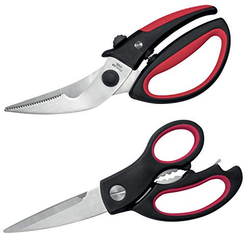 bremermann Lot de 2 ciseaux à volaille et ciseaux ménagers (Rouge)