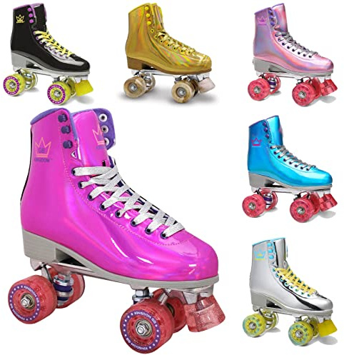 Kingdom GB Roller Skates Impulse Holographic Roller Boots Quad Skates for Girls Womens Purple Size 7 UK