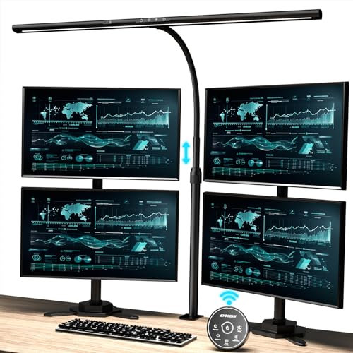 EYOCEAN Schreibtischlampe LED, 24W 80CM Tischlampe mit Gestensteuerung, Dimmbare Tageslichtlampe Augenschutz Monitor Lampe für Arbieter in Büro Leser Architekenden Schneider