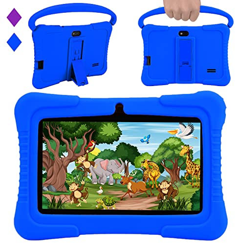 Veidoo Tablette Enfants 7 Pouces avec WiFi, 2Go RAM 32Go ROM, Écran Tactile, Application Préinstallée avec Contrôle Parental, Jeux, Kid-Proof Étui (Bleu Foncé)