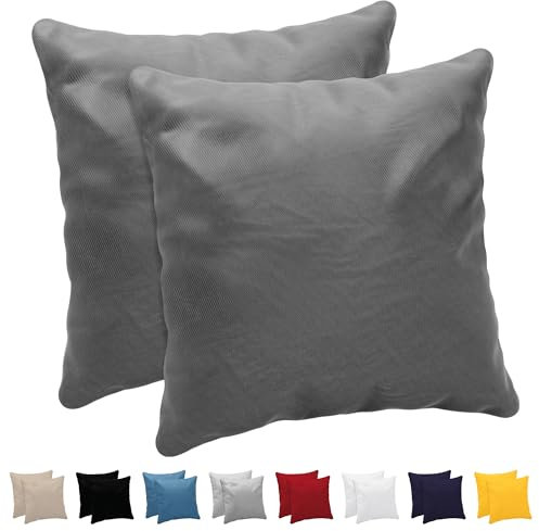 Dreamzie Kopfkissenbezug, 50 x 50 cm (2 Stück), 100% Baumwolle, Jersey, 150 g/m², Anthrazit, Kissenbezug 50 x 50 cm, Baumwolle, strapazierfähig, hypoallergen, für Kopfkissen