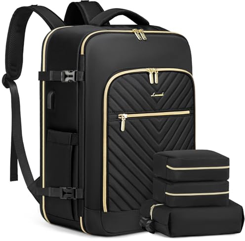 LOVEVOOK Handbagage ryggsäck dam stor 40 l, svart, 17.3 zoll, Ryggsäck