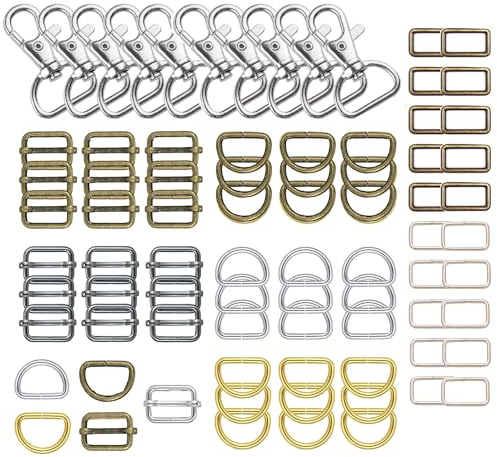 HUAZIZ 80 piezas Repuesto Metálicos Utilizado para la Hacer Bolsos, Equipado con Gancho Giratorio, anillo D y hebilla deslizante para bolsos, correas, collar mascotas,reparación de mochilas 20 mm