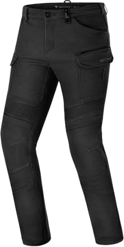 SHIMA Giro Motorrad Hose Herren mit Protektoren Airforce Knieprotektoren Motorradhose Kurzgrößen Hosen für Mann Protektorenhose Textilhose Urban Stretch Cargohose Lang (Männer, Schwarz, 34/32)