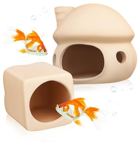 FONDOTIN 2 Stück Aquarium Landschaftsbau Fischhaus Für Aquarien Aquarium Dekorationen Fisch Dekoration Keramik Fischversteck Versteck Fisch en Für