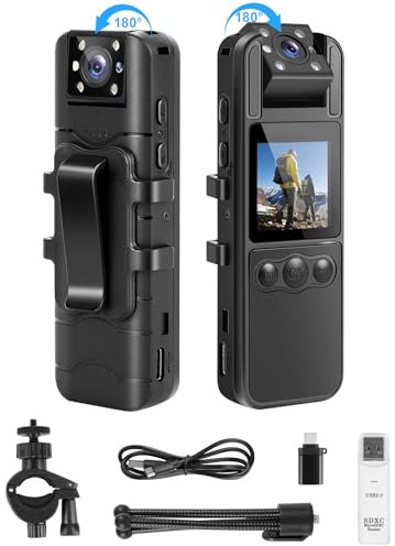 SPIKECAM 64GB Computer-Free Body Camera with Audio and Video, 6 Hrs 1080P Personal Small Camera with Photo, Night Vision, SOS Sound, Wearable Cam for Security, Running, Biking