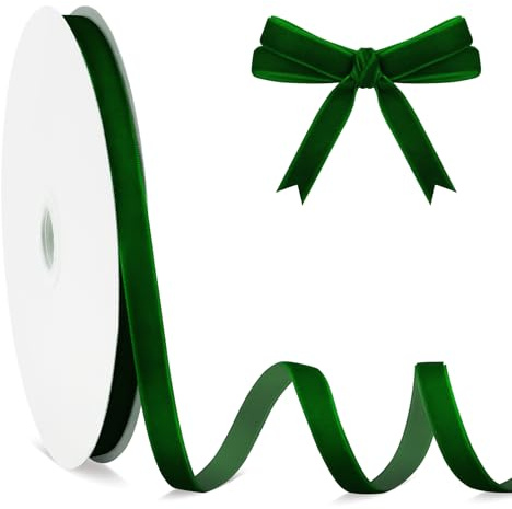Cinta Verde de Terciopelo 10 mm x 23 m - Burdeos, Colorida para Regalo, Lazo, Árbol de Navidad y San Valentín