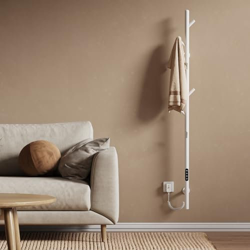 EMKE Scaldasalviette Elettrico da bagno, termostato intelligente WiFi, scaldasalviette elettrico a barra singola, 150 cm di altezza, Bianco