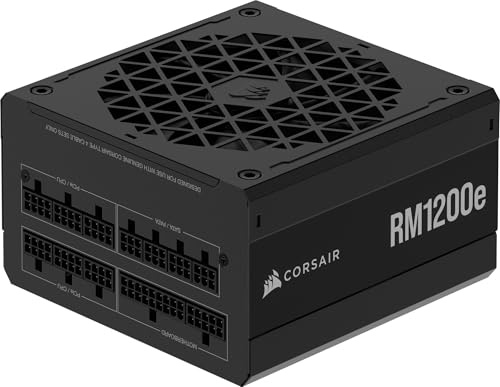 CORSAIR RM1200e (2023) Fully Modular Low-Noise ATX Power Supply with 12V-2x6 Cable – ATX 3.1 & PCIe 5.1 Compliant, Cybenetics Platinum Efficiency, 105°C-Rated Capacitors, Modern Standby Mode – Black