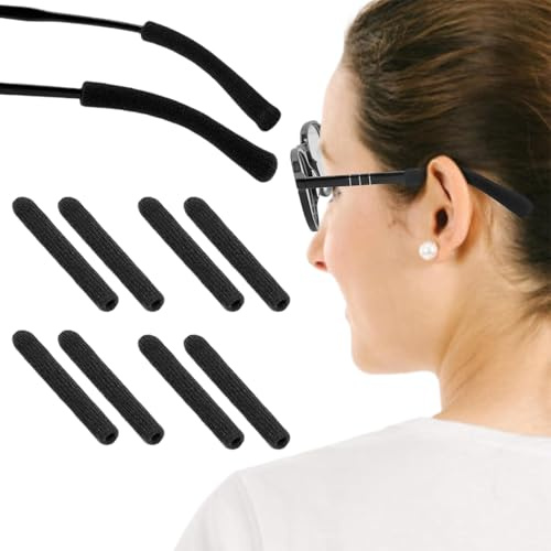 JEYORZY 4 Pares Fundas de Patillas Antideslizantes, Almohadillas Suave Fundas Antideslizantes para Patillas, Suave Tela de Algodón de Punto Almohadillas gafas Orejas, para Oreja Almohadillas Gafas