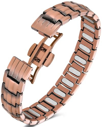 Jeracol 99% Kupfer Armband für Herren - Magnetarmband Herren mit 5X ultrastarken Magneten (je 5000 Gauß)