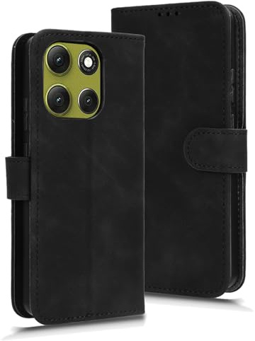 GOGME Libro de Cuero Funda para Motorola Moto G86 Power 5G, Premium PU/TPU Flip Case Billetera Carcasa con Ranuras para Tarjetas y Soporte Plegable.Negro