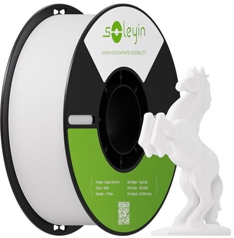 SOLEYIN Ultra PLA Filament 1.75mm White, 3D Printer Filament 1kg 30-300mm/s, for most 3D printers, Creality Ender-3 K1 K1C K2 plus Hi