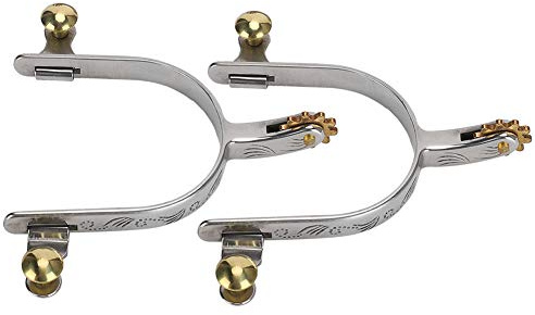 Yctze : Espuelas 2 Piezas Espuelas de Acero Inoxidable West Cowboy Compact con Cinturón de Paleta de Latón Deportivas Ecuestres