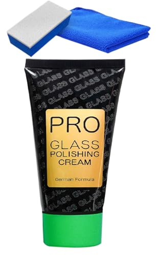 Limpiador de parabrisas de coche, 120 g, crema antimanchas, limpiador rápido de película grasa con esponja, eficaz en ventanas de camiones interiores y exteriores